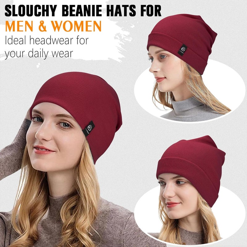 YANIKY Slouchy Beanie for Women, Mens Soft Cotton Beanie Hat, Double Layer Windproof Skull Cap for All Seasons - Image 3